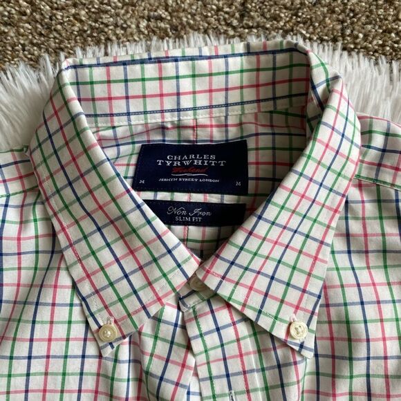 Charles Tyrwhitt Slim Fit Button Down Dress Shirt Mens Size Medium Multicolor - Picture 4 of 6